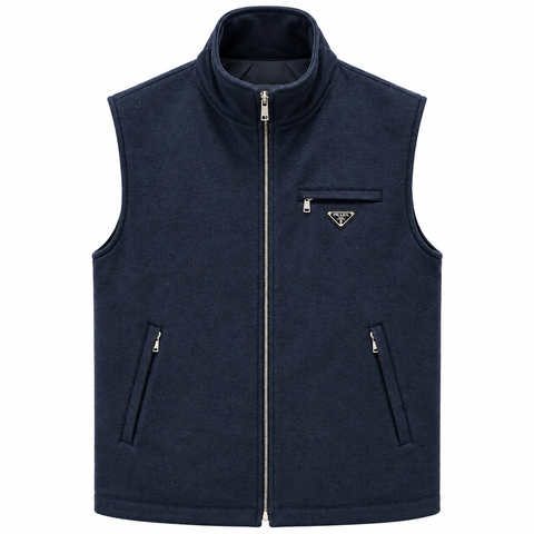 Prada Sleeveless Zip-Up Vest – Navy Blue