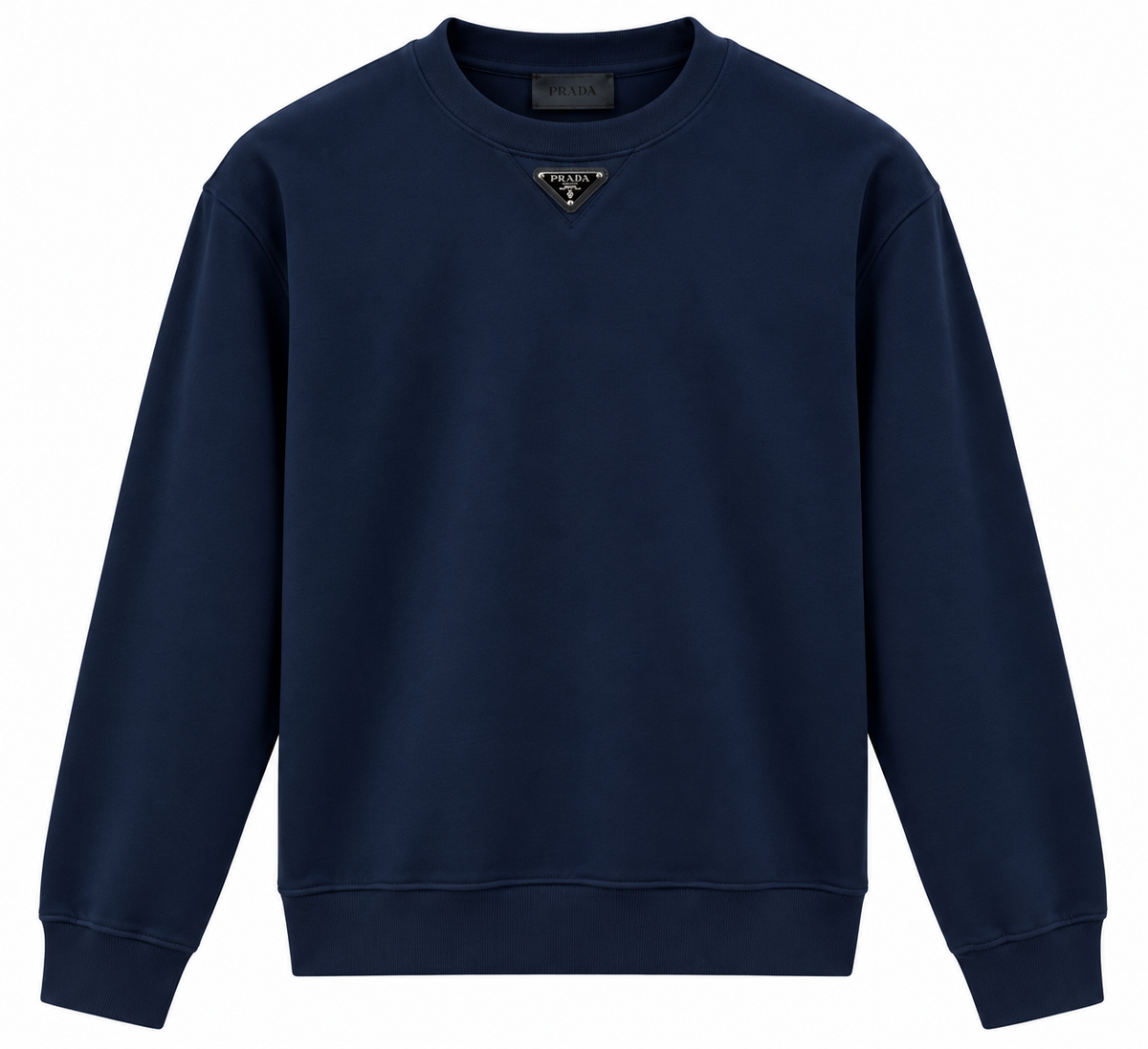 Prada Navy Blue Triangle Logo Crewneck Sweatshirt