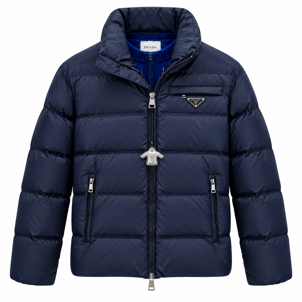 Prada Navy Blue Quilted Puffer Jacket