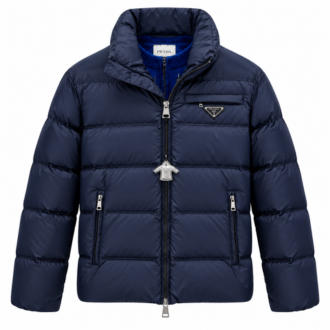Prada Navy Blue Quilted Puffer Jacket
