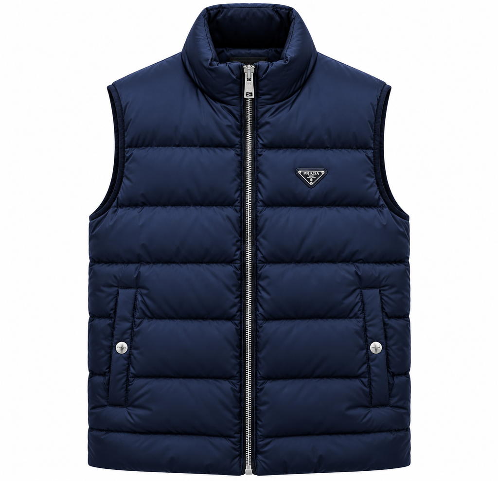 Prada Quilted Puffer Vest – Navy Blue
