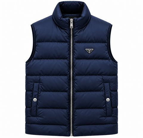 Prada Quilted Puffer Vest – Navy Blue