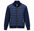 Prada Navy Blue Quilted Knit-Sleeve Jacket