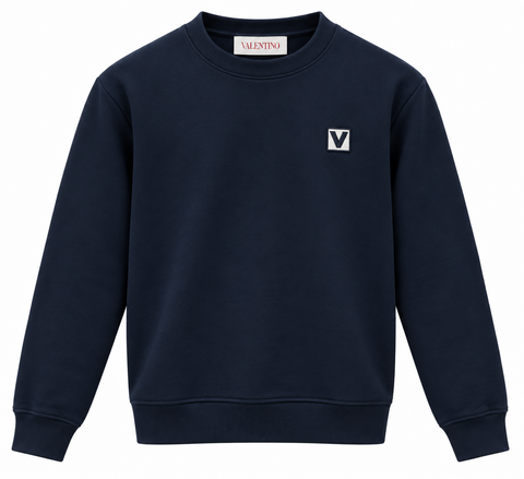 Valentino V Logo Crewneck Sweatshirt – Navy Blue