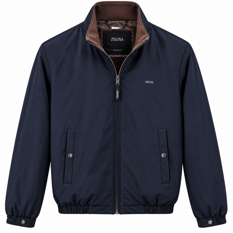 Zegna Classic Zip-Up Jacket – Navy Blue