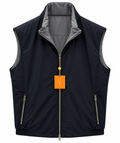 Loro Piana Contrast-Lined Zip-Up Vest – Navy Blue & Grey