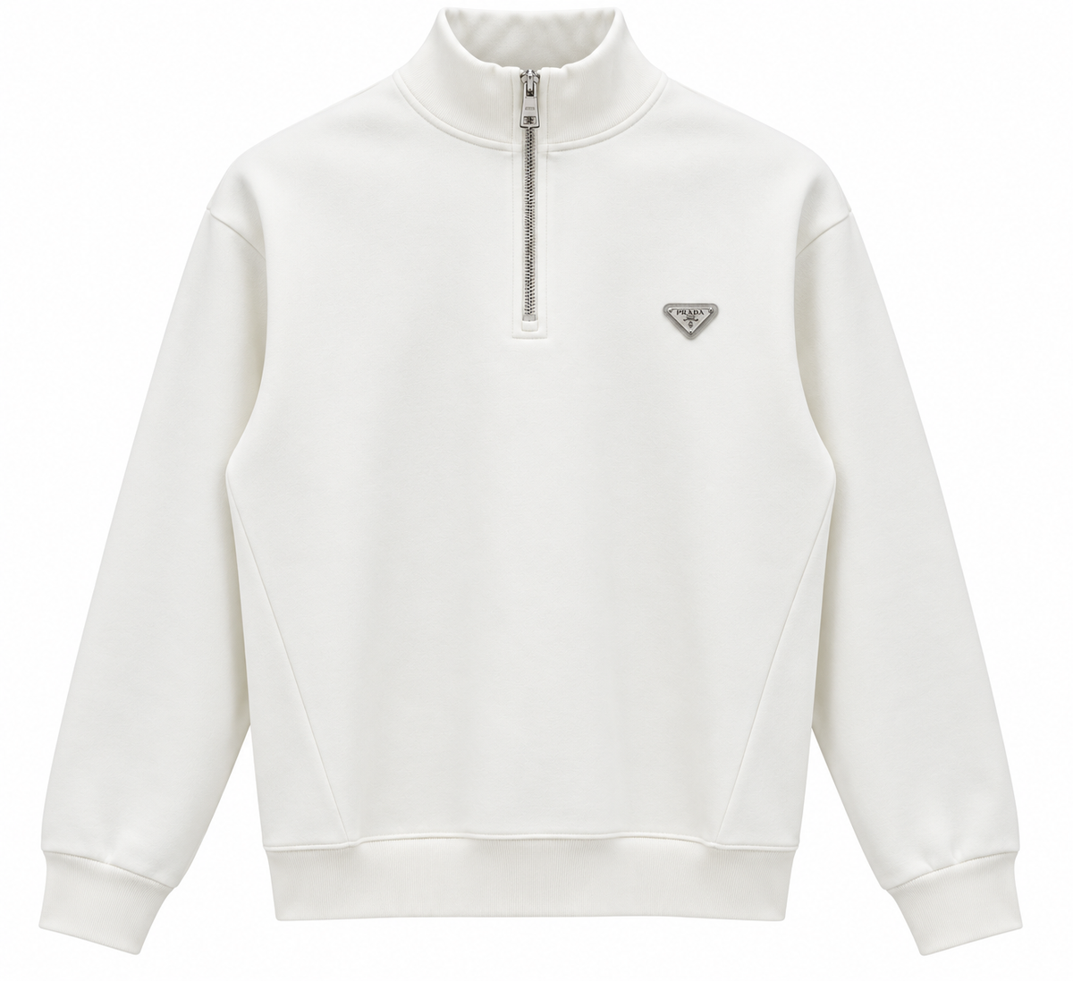 Prada White Half-Zip Logo Sweatshirt