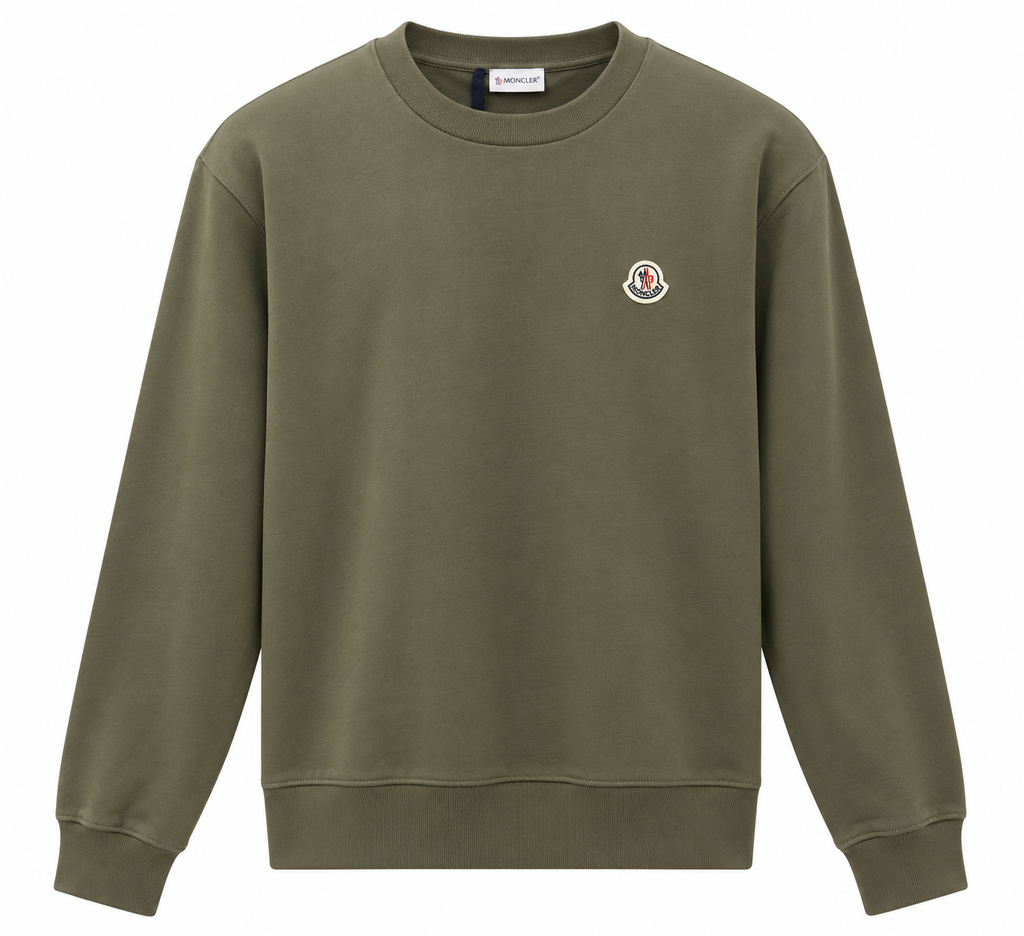 Moncler Olive Green Logo Crewneck Sweatshirt