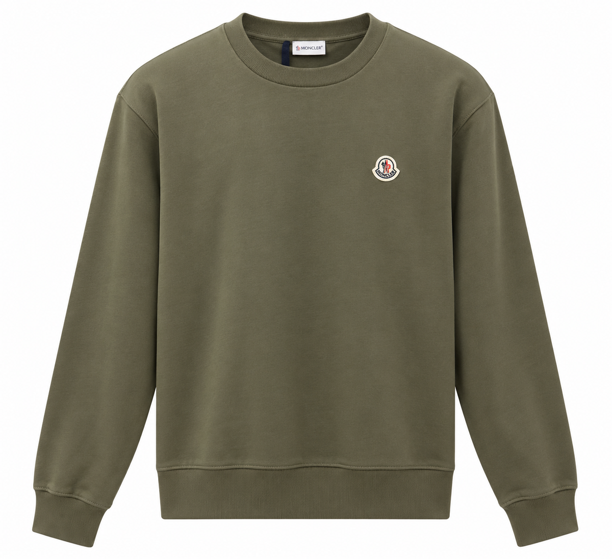 Moncler Olive Green Logo Crewneck Sweatshirt