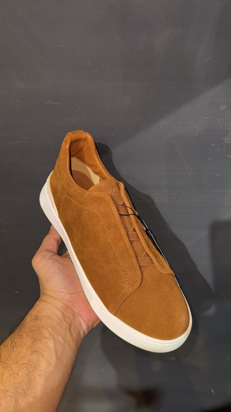 ZEGNA Suede Slip-On Sneakers – Cognac Brown