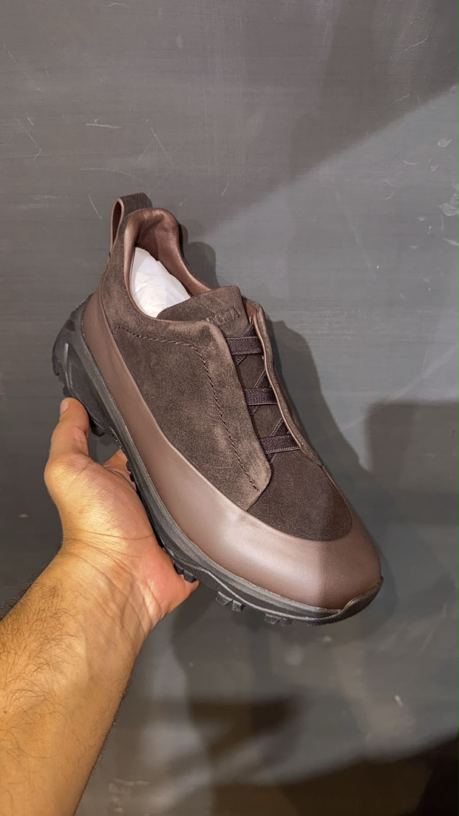 Zegna Suede & Leather Trail Sneakers – Dark Brown