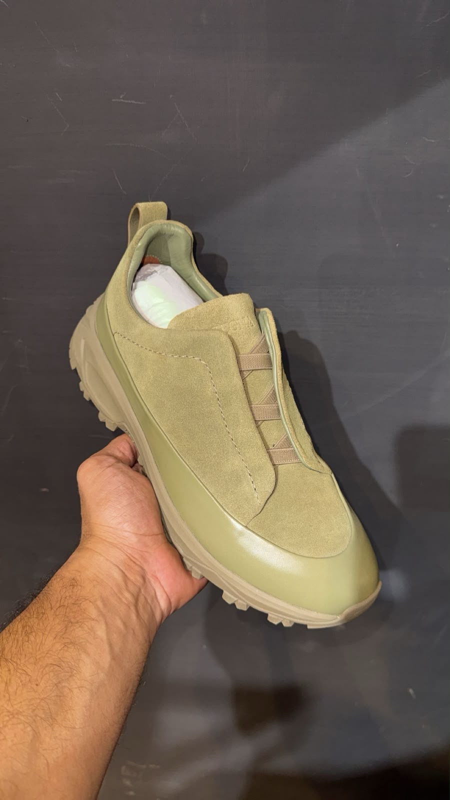 Zegna Suede Trail Sneakers – Olive Green