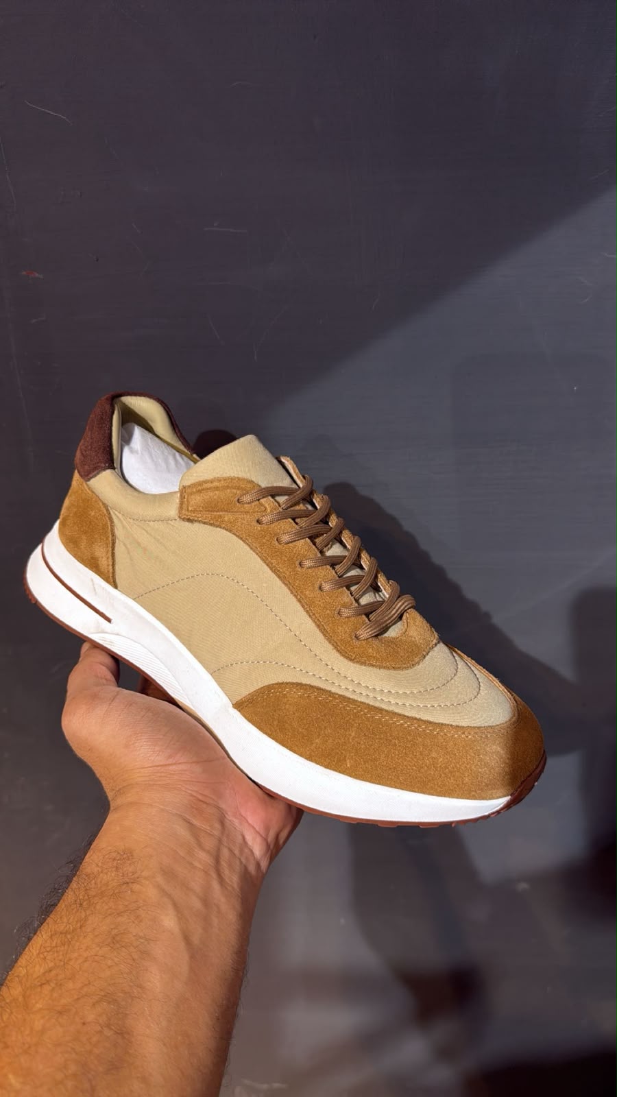 Loro Piana Mixed-Material Runner Sneakers – Camel & Sand