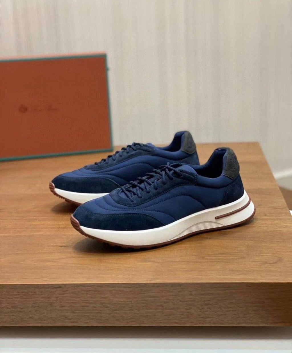 Zegna Mixed-Material Runner Sneakers – Navy & Charcoal