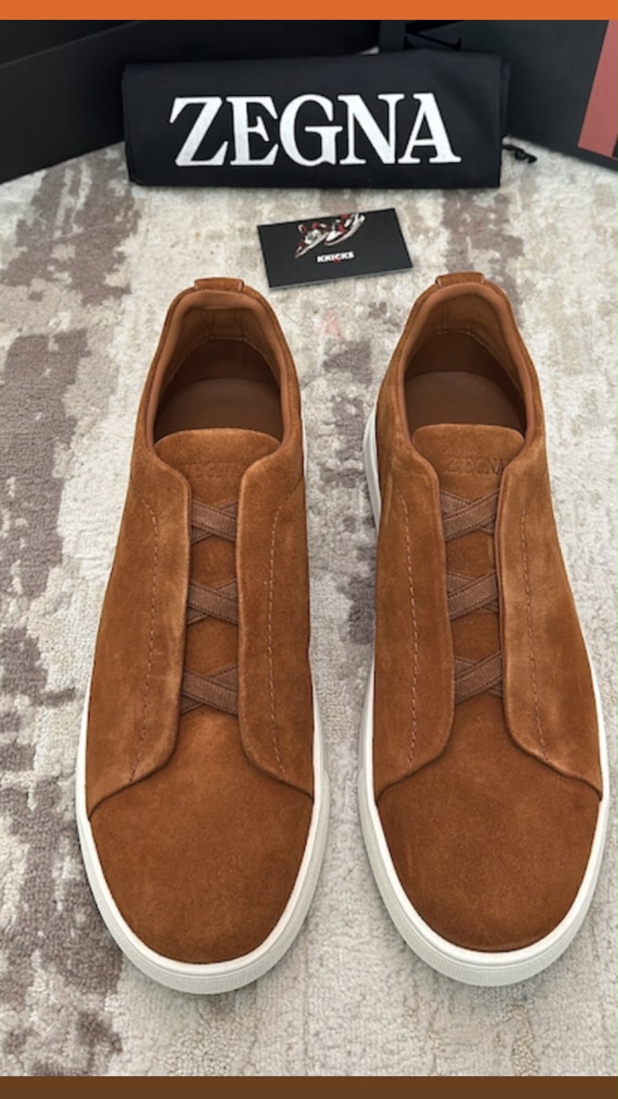 ZEGNA Suede Slip-On Sneakers – Cognac Brown