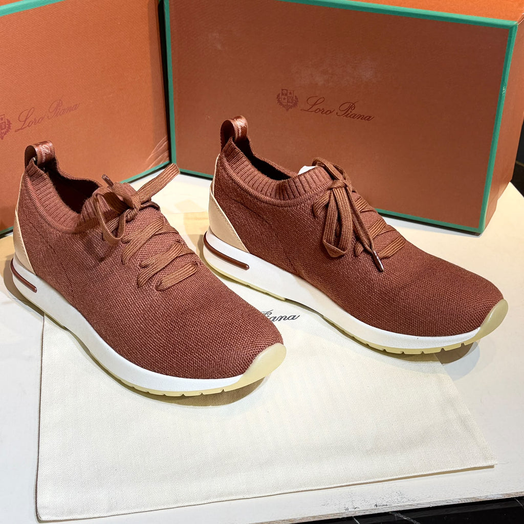 Loro Piana 360 Flexy Walk Knit Sneakers – Rust Brown