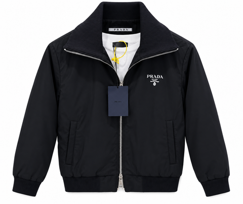 Prada Milano Logo Zip-Up Bomber Jacket – Black