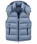 Moncler Hooded Puffer Vest – Steel Blue