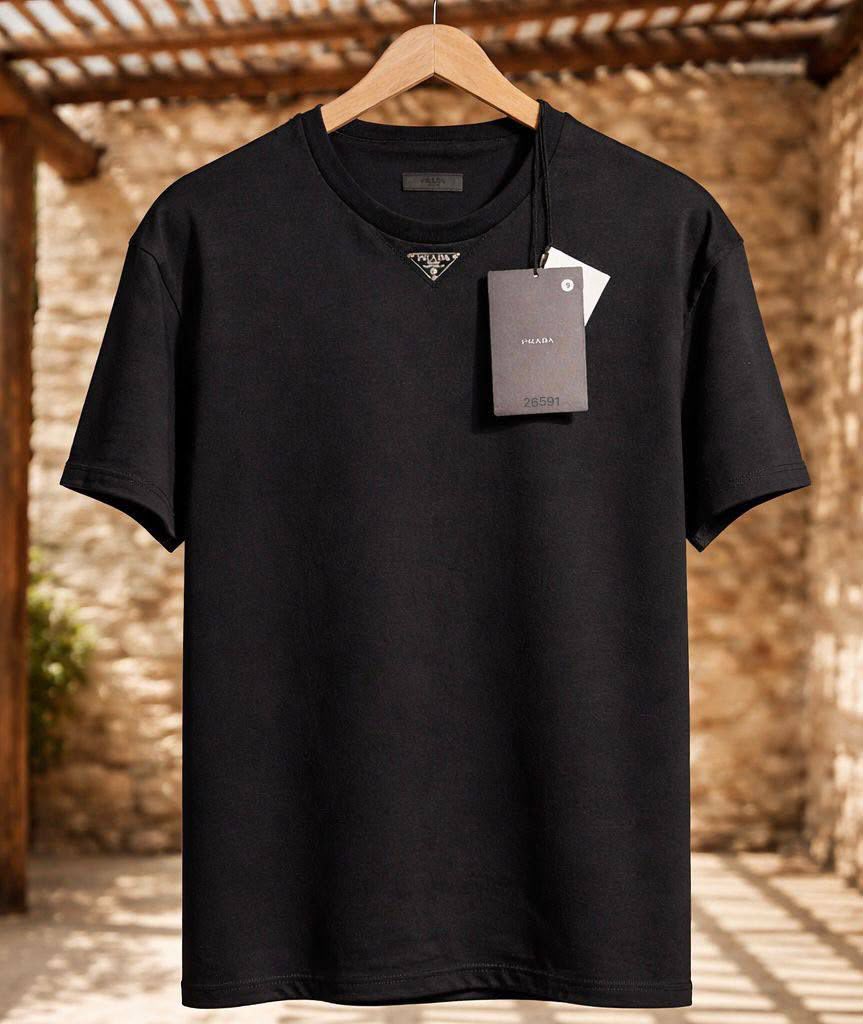Prada Triangle Logo T-Shirt – Black