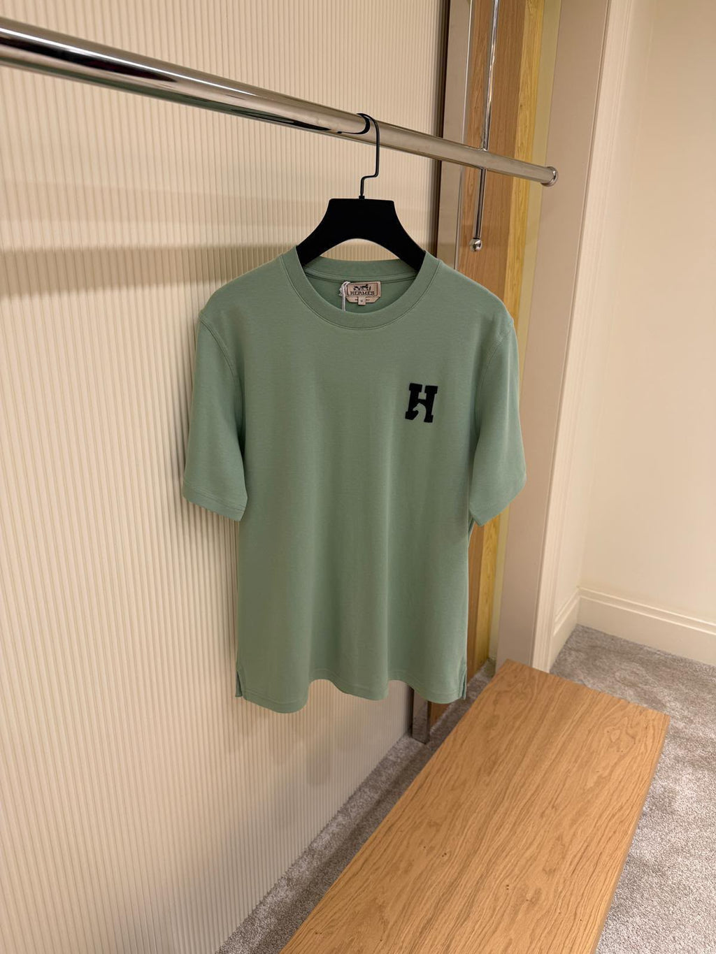 HERMÈS H Logo Cotton T-Shirt – Sage Green