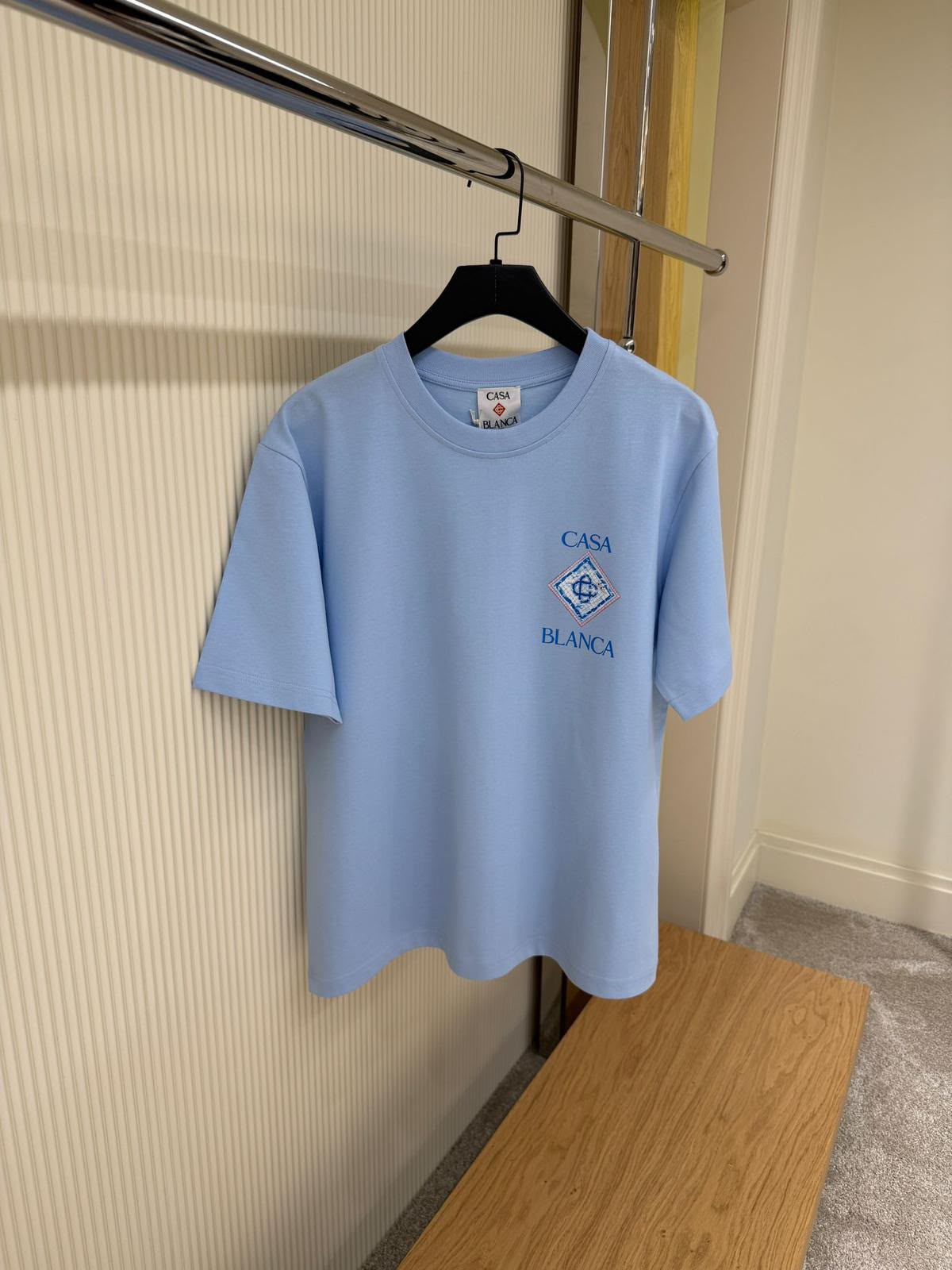 CASABLANCA Logo Cotton T-Shirt – Sky Blue