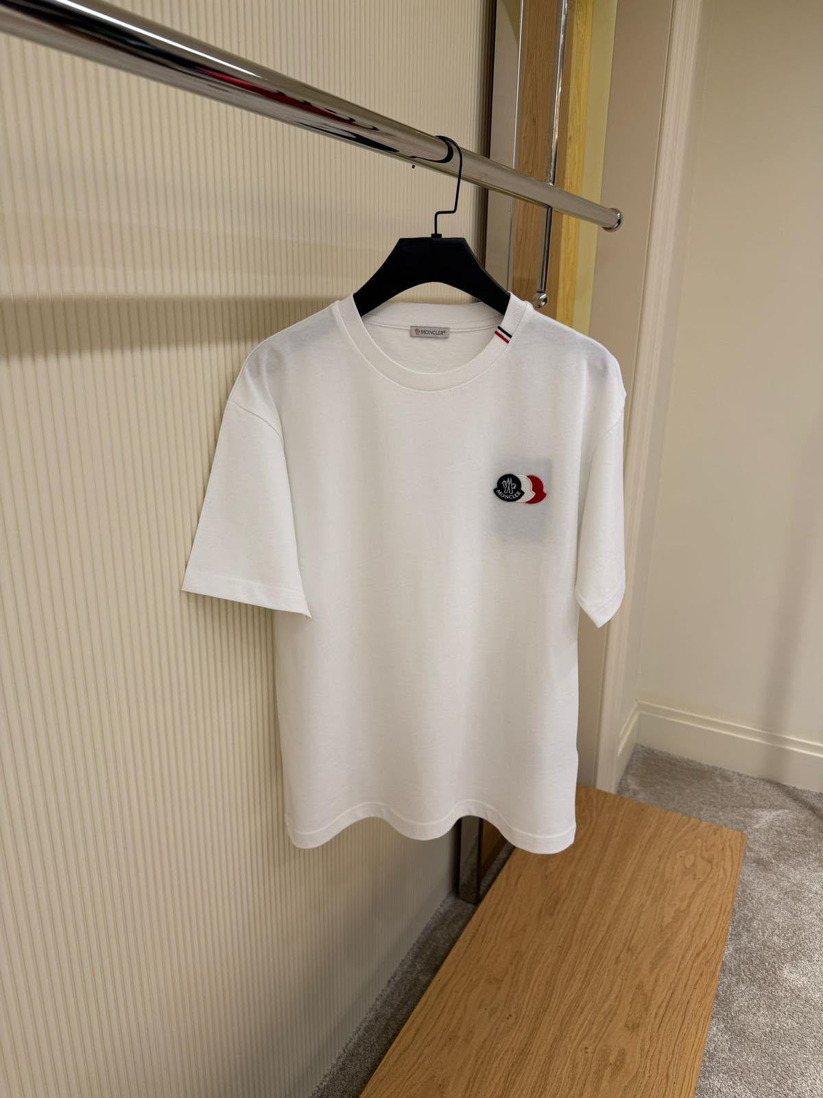 MONCLER Tricolor Logo Patch T-Shirt – White