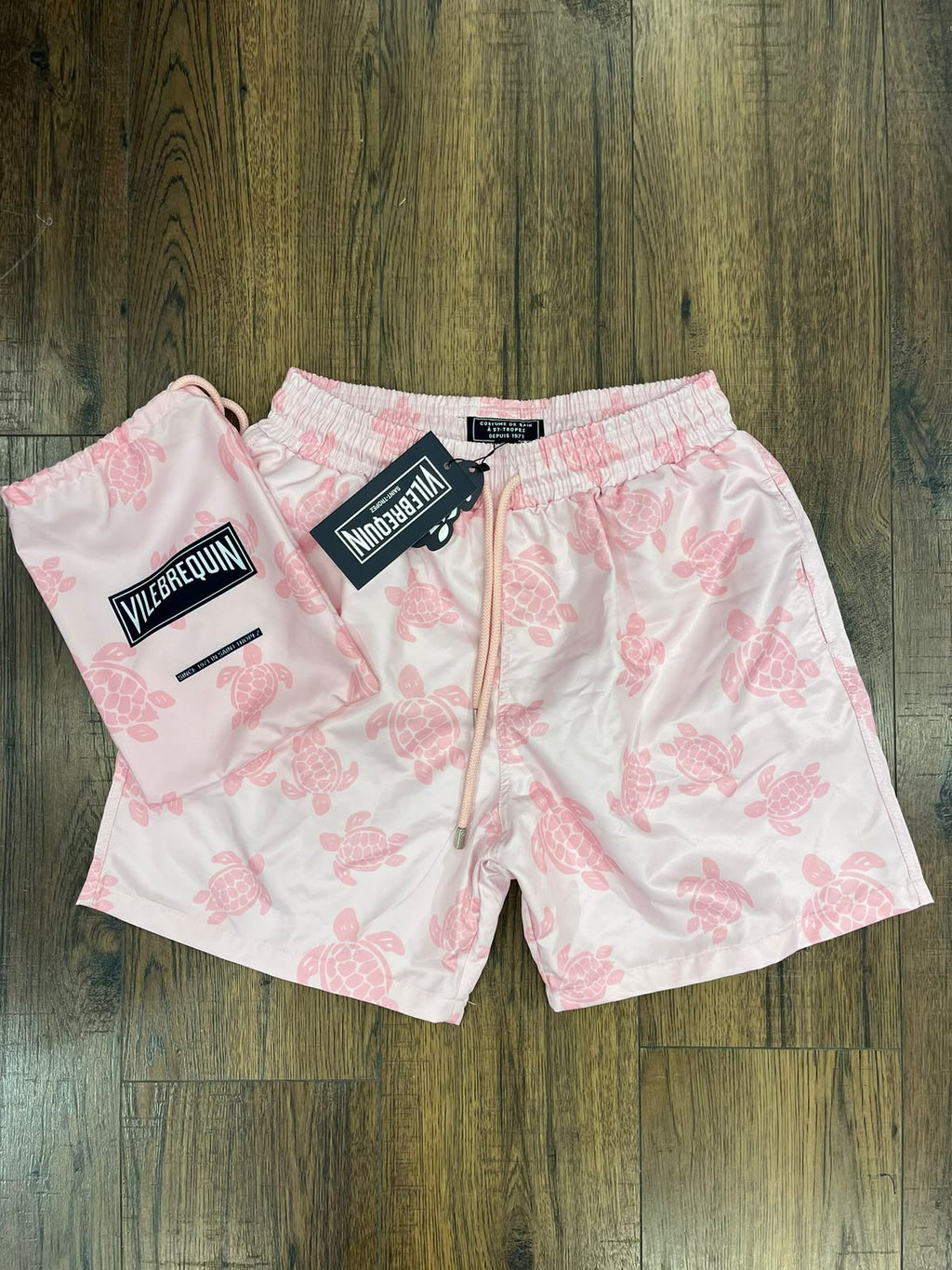 Vilebrequin Turtle Print Swim Shorts with Pouch – Soft Pink