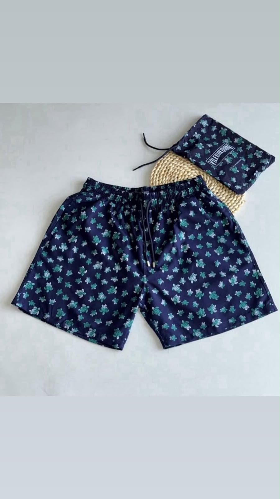Vilebrequin Clover Print Swim Shorts with Pouch – Navy