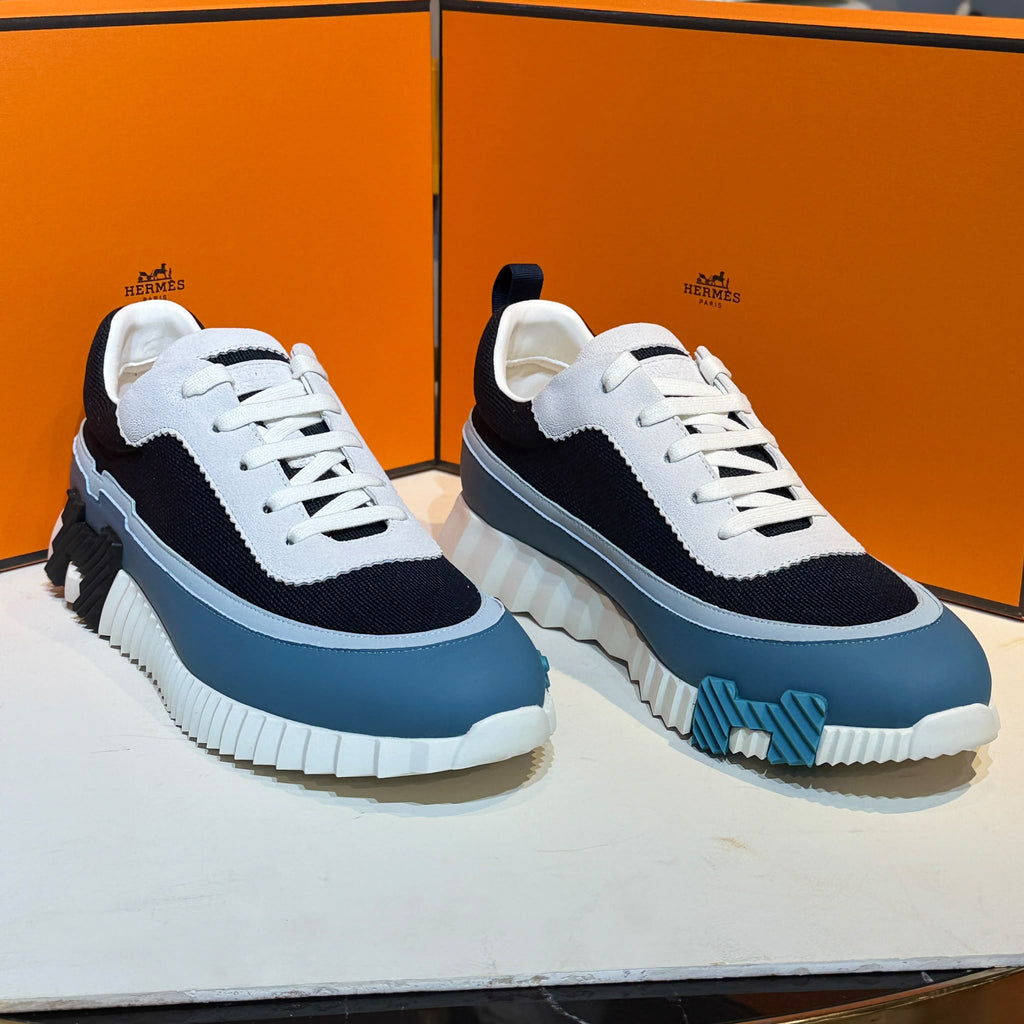 Hermès Bounce Low-Top Sneakers – Navy, White & Blue