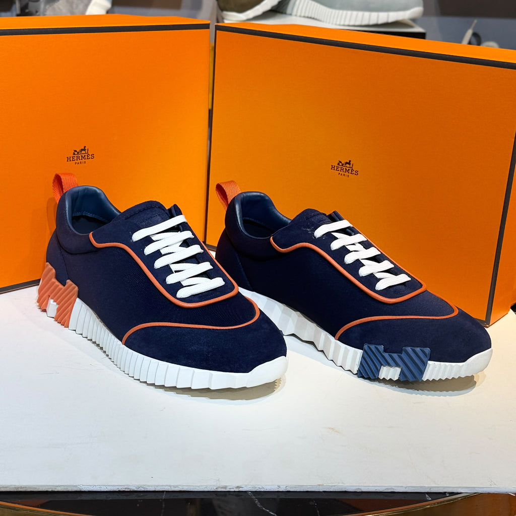 Hermès Bounce Low-Top Sneakers – Navy & Orange