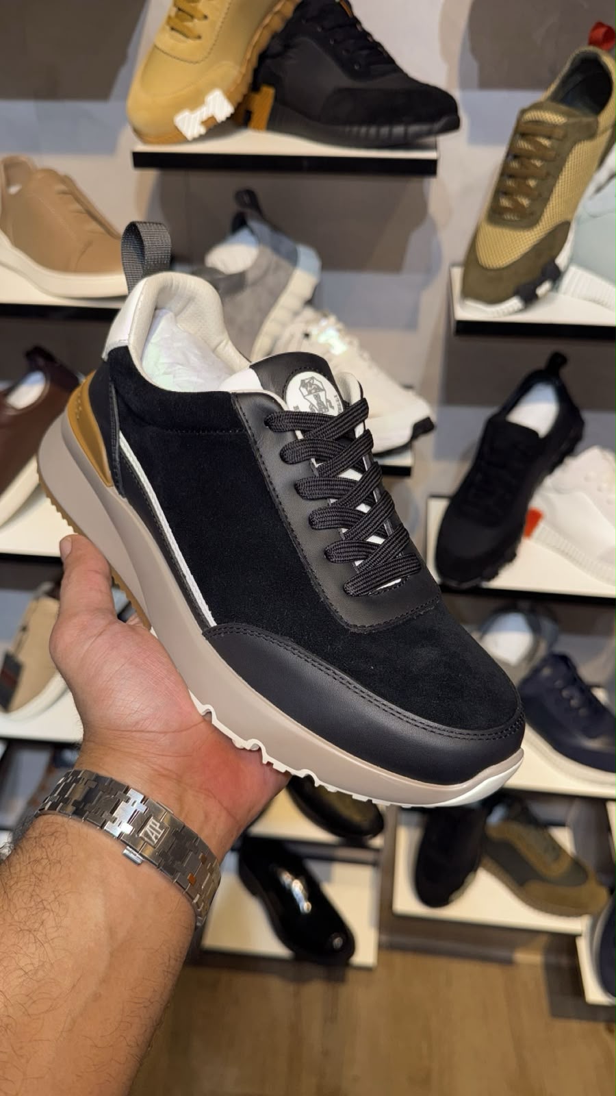 BRUNELLO CUCINELLI Chunky Sneakers – Black & Taupe
