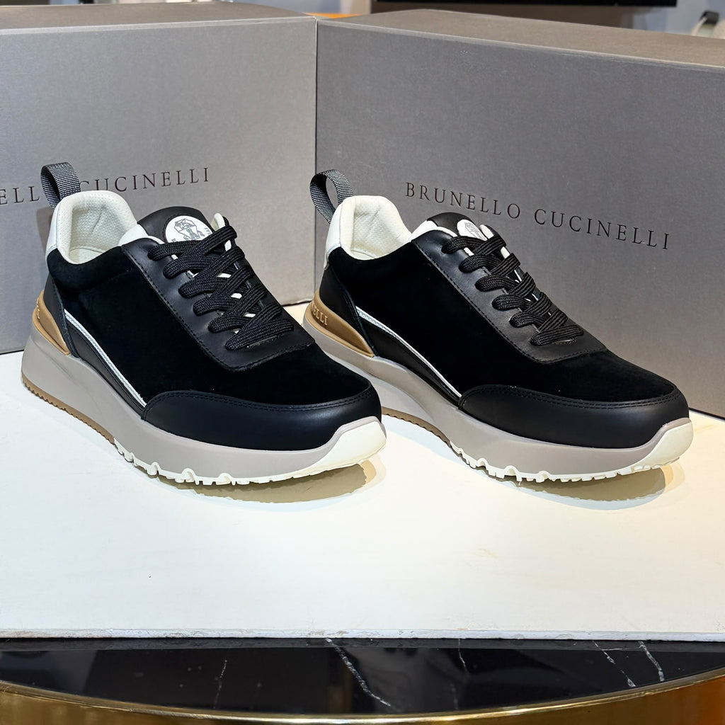 BRUNELLO CUCINELLI Chunky Sneakers – Black & Taupe