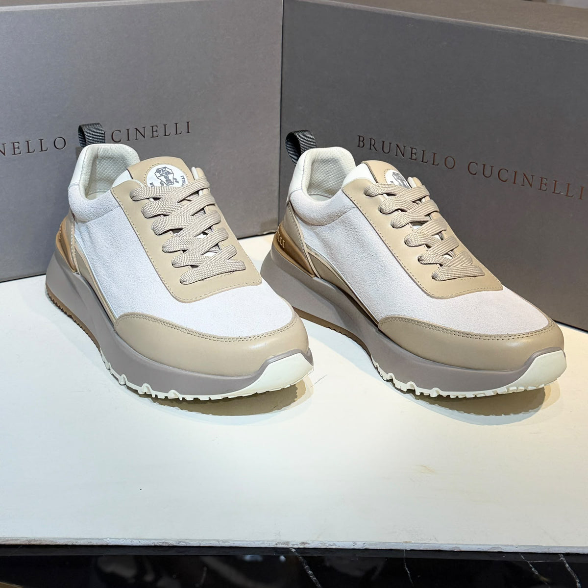 BRUNELLO CUCINELLI Chunky Sneakers – Cream & Beige