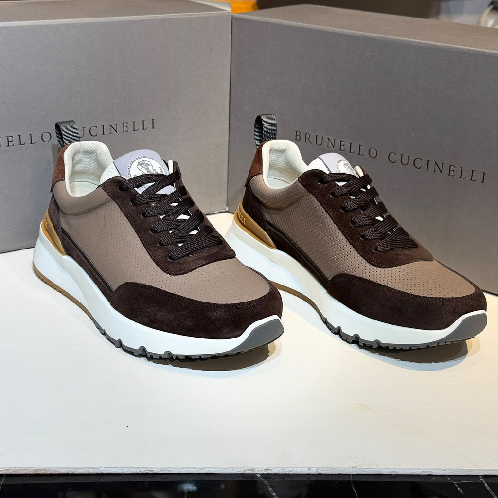 BRUNELLO CUCINELLI Chunky Sneakers – Taupe & Brown