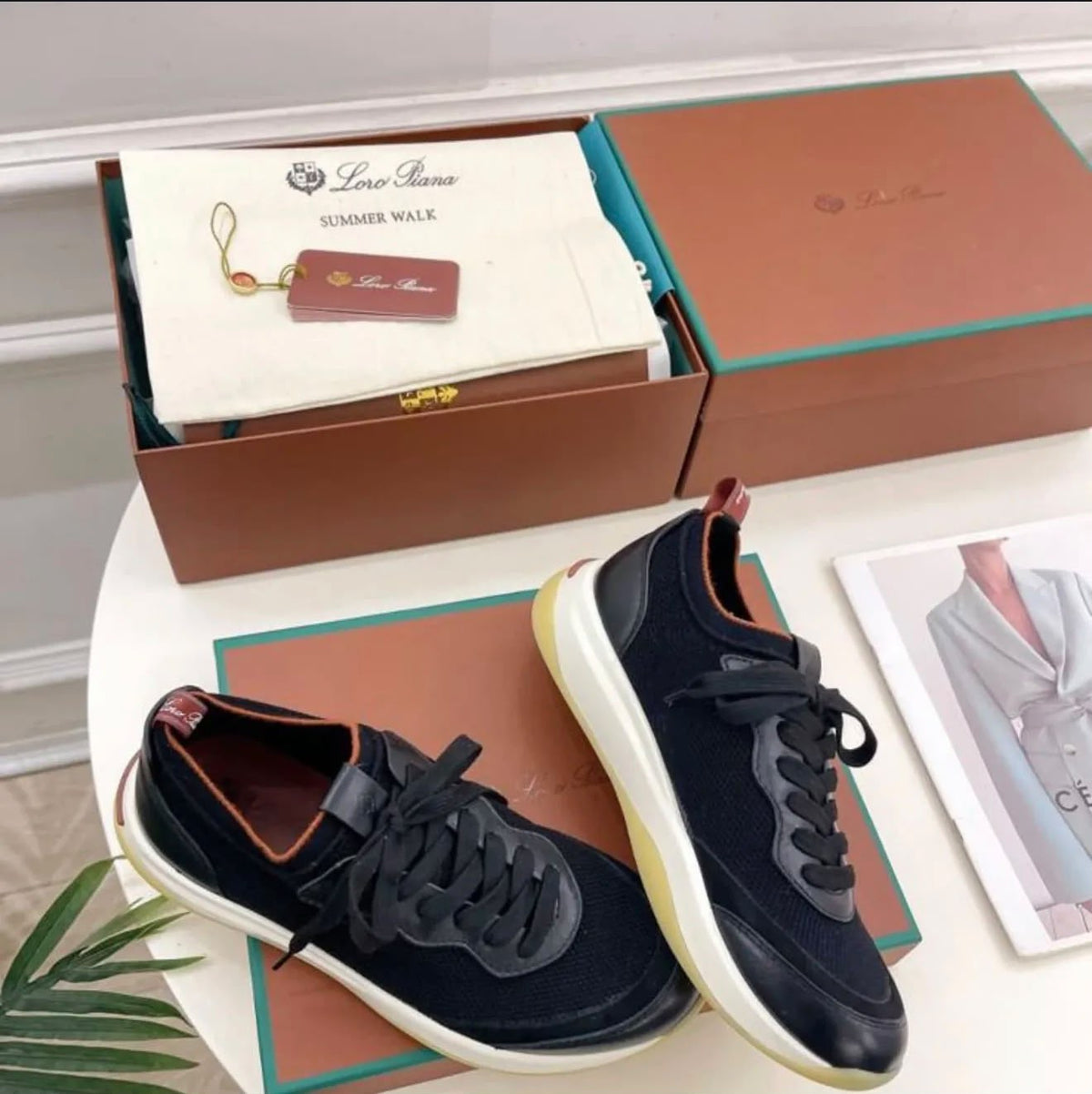 Loro Piana Summer Walk Sneakers – Black & Ivory