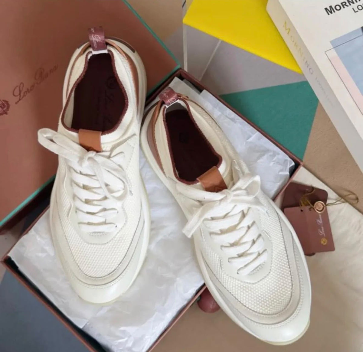 Loro Piana Summer Walk Sneakers – White & Tan