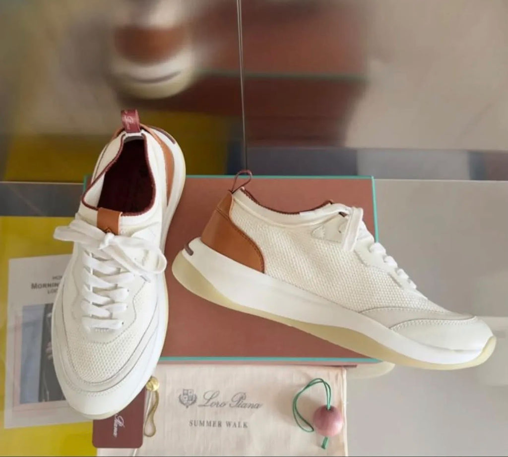 Loro Piana Summer Walk Sneakers – White & Tan
