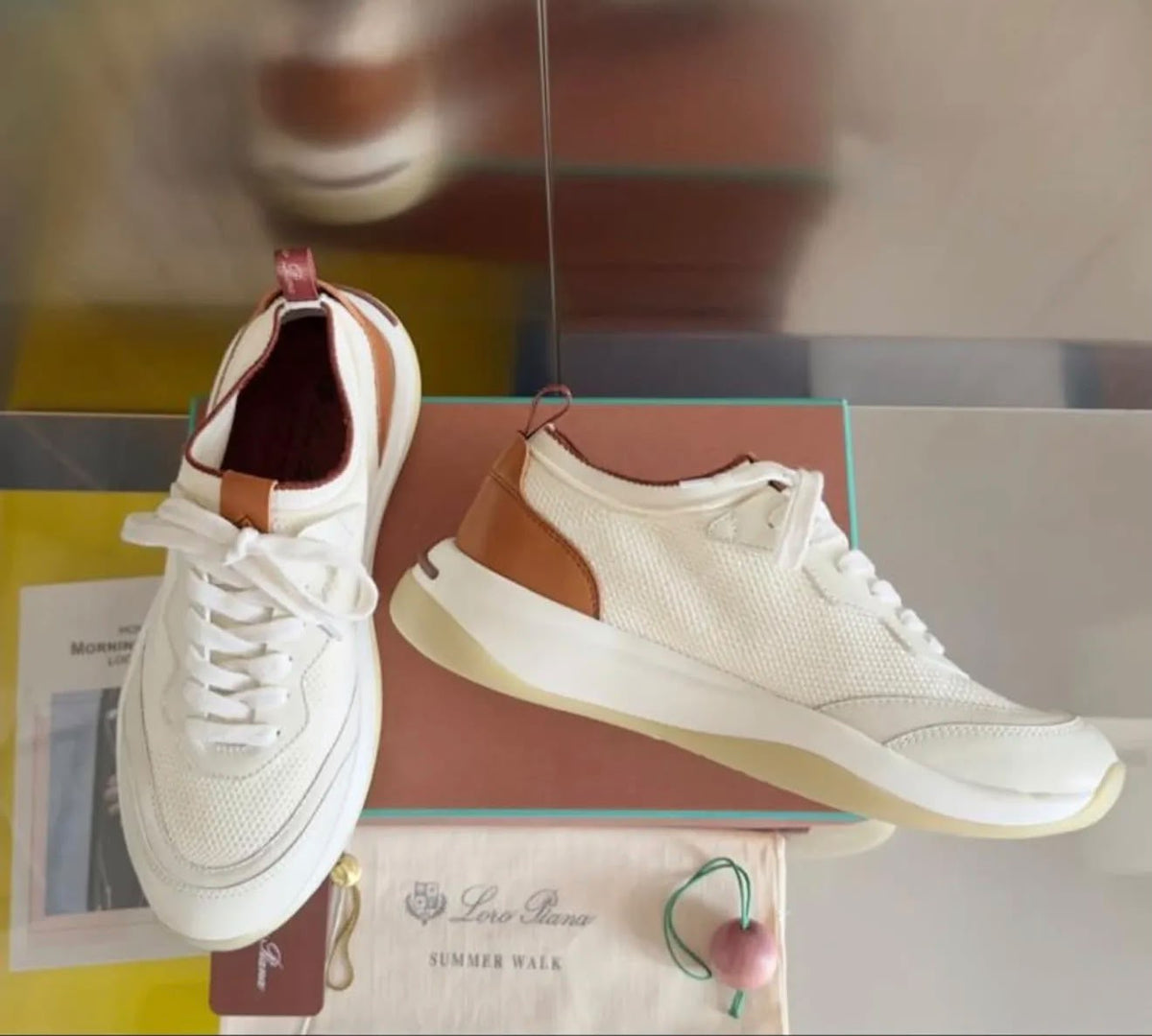 Loro Piana Summer Walk Sneakers – White & Tan