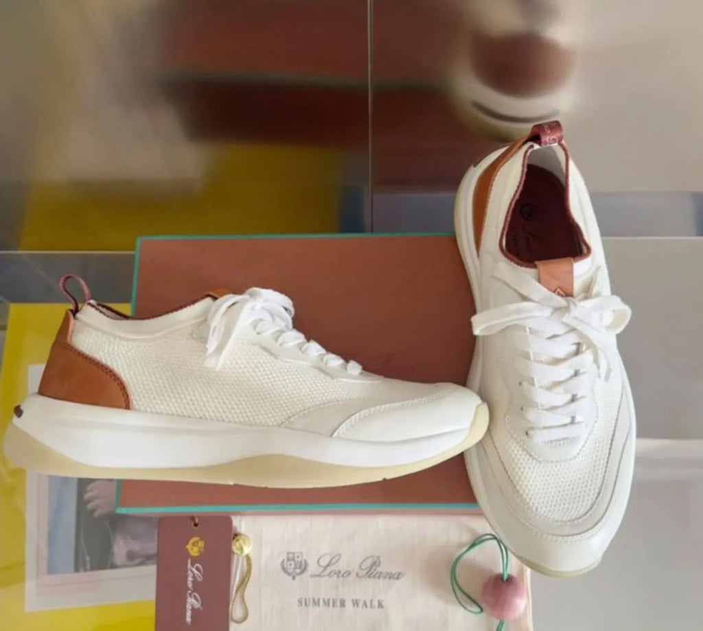 Loro Piana Summer Walk Sneakers – White & Tan