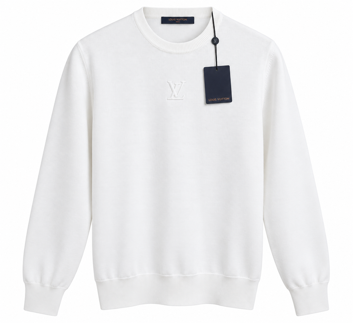 Louis Vuitton White Embossed LV Crewneck Sweater