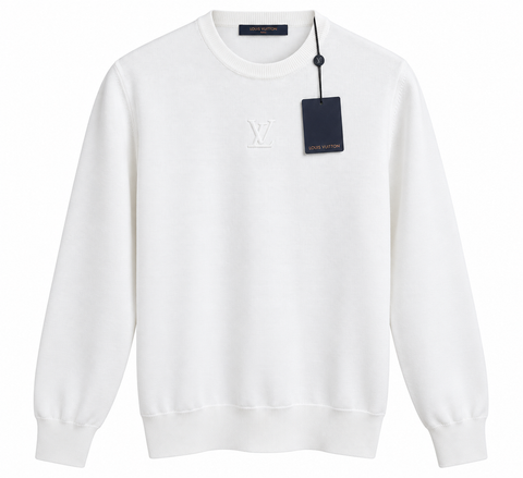 Louis Vuitton White Embossed LV Crewneck Sweater