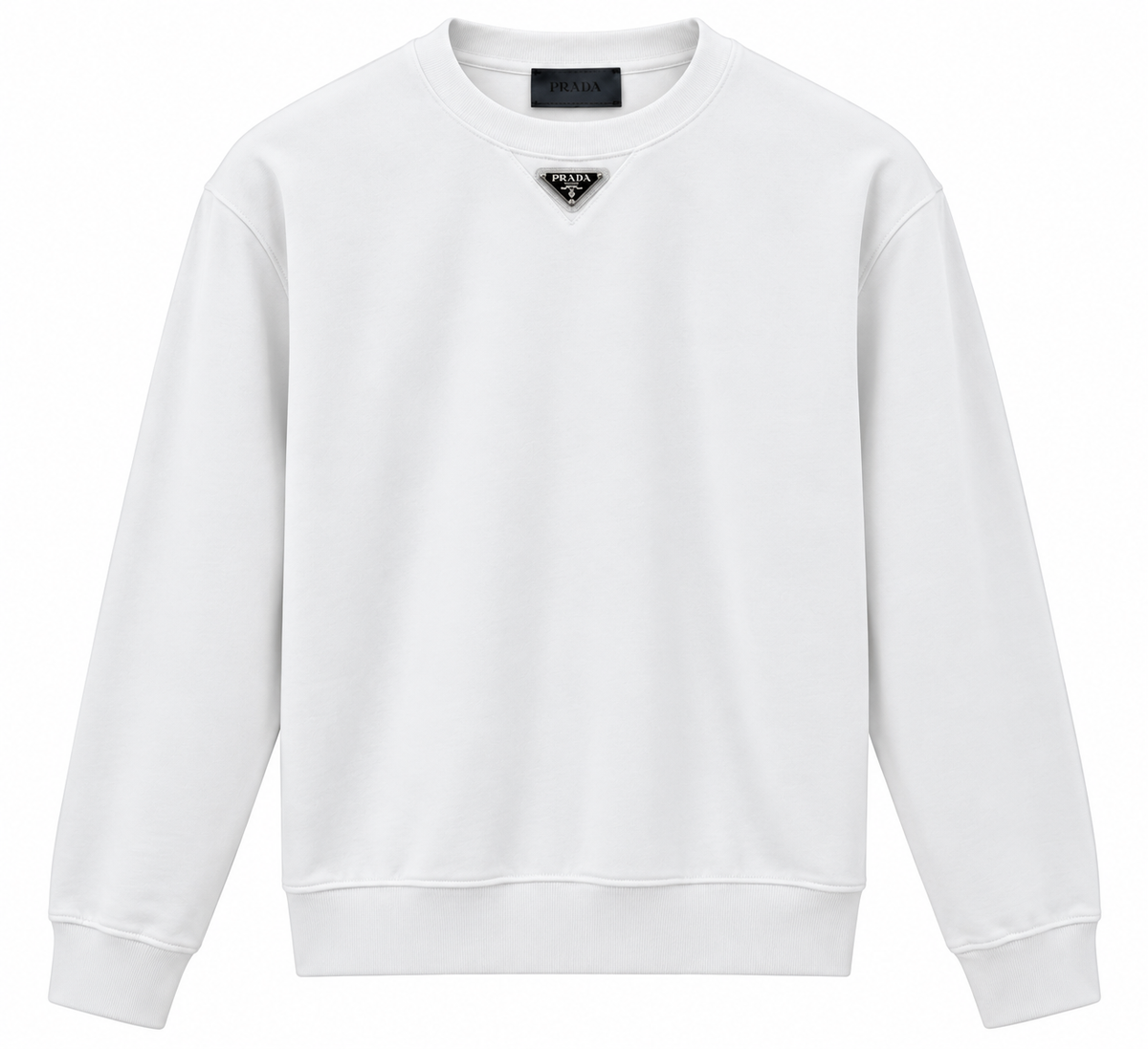 Prada White Triangle Logo Crewneck Sweatshirt