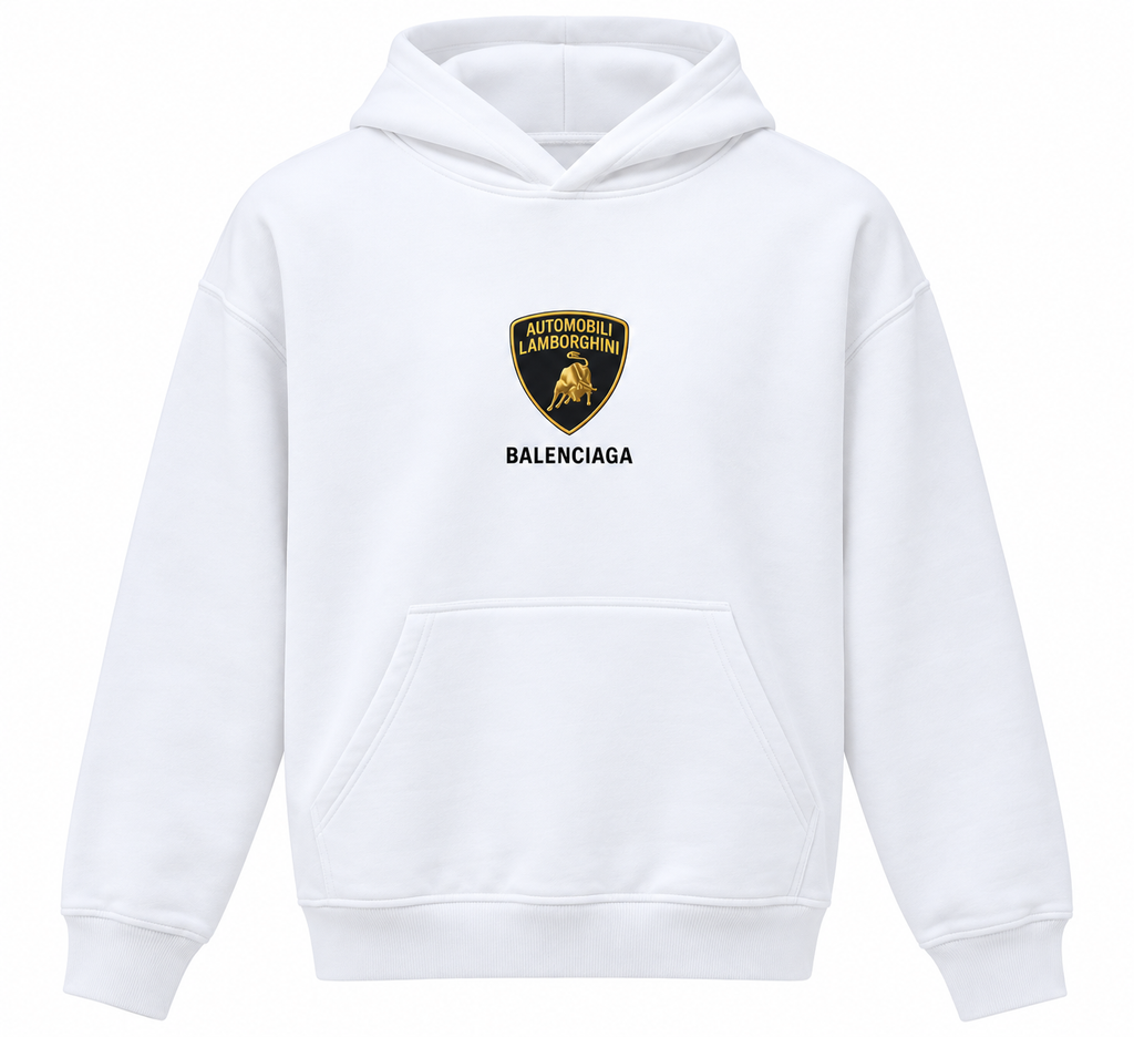 Balenciaga x Lamborghini Logo Hoodie – White