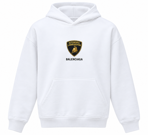 Balenciaga x Lamborghini Logo Hoodie – White
