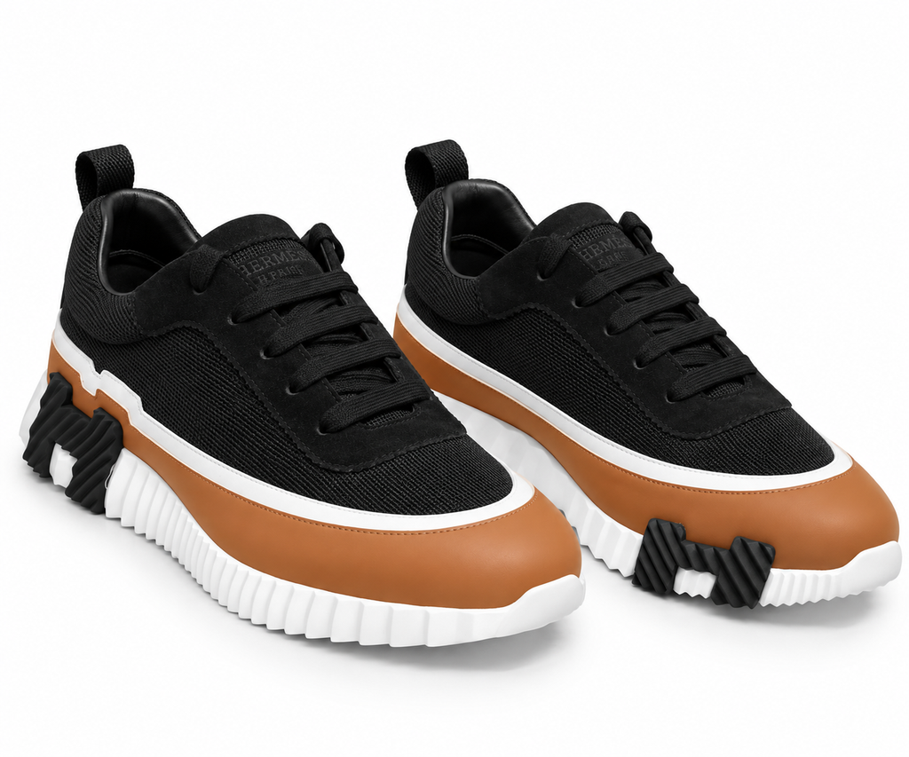 Hermès Bounce Low-Top Sneakers – Black & Cognac