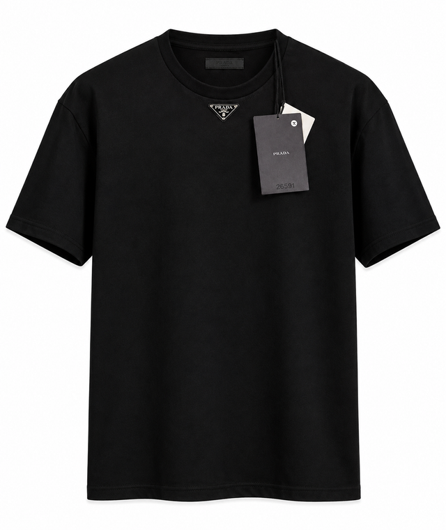 Prada Triangle Logo T-Shirt – Black