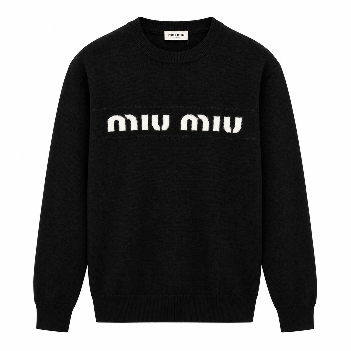 Miu Miu Logo Knit Sweater – Black
